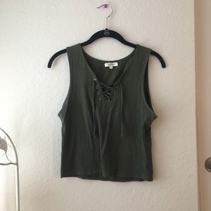 Tank with lace up detail